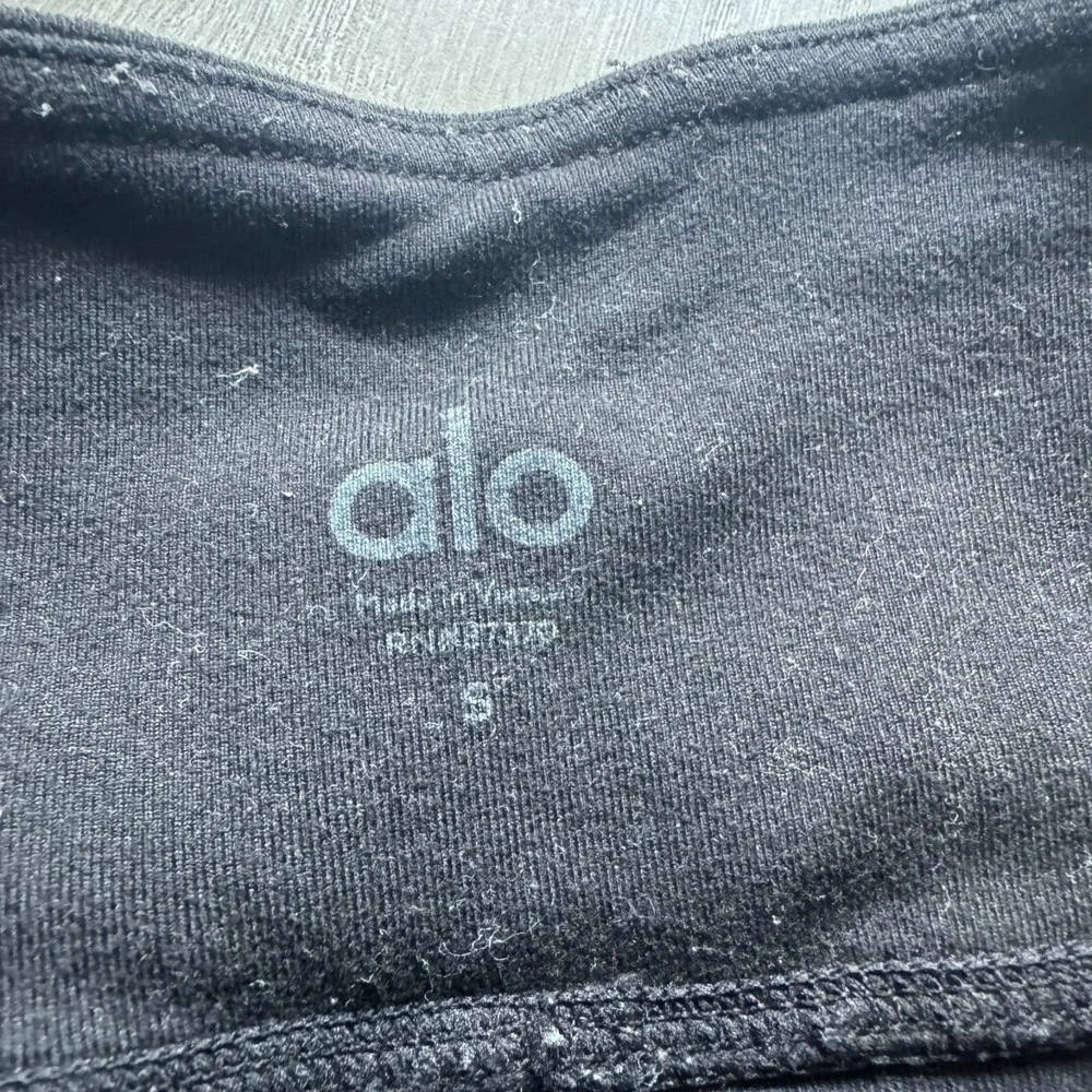 Alo Yoga Moto Leggings Black Ribbed Quilted Mesh Performance S Athletic W5494R